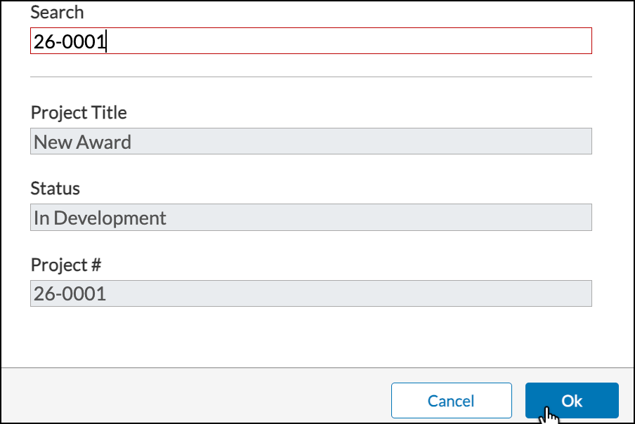 Select Award or Proposal and click Ok