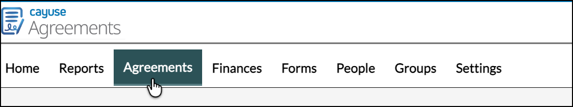 Select Agreements tab from main dashboard.