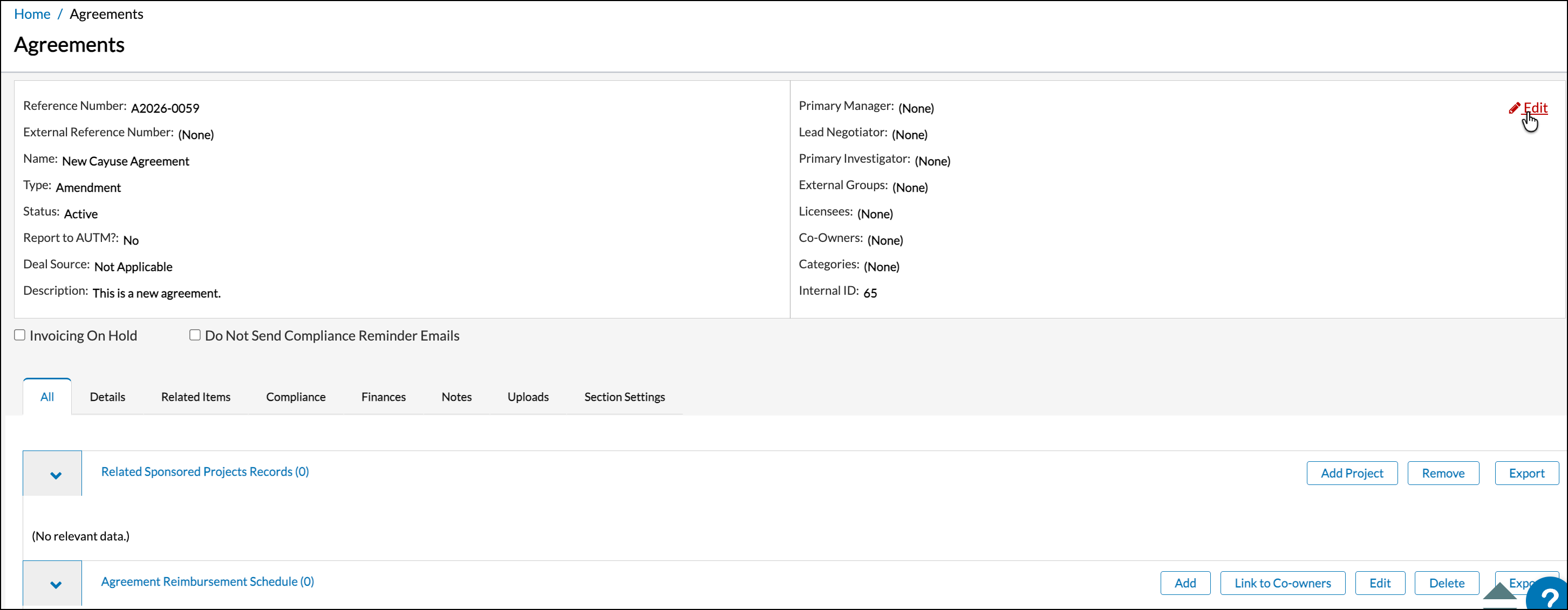 Select 'Edit' to add more information to the record.
